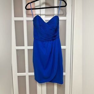 Lillie Rubin 100% Silk Royal Blue Cocktail Dress Size 6 Pleated Bodice Luxury